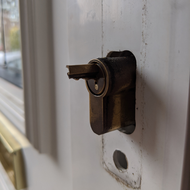 Broken key removed by First Choice Locksmiths Exeter